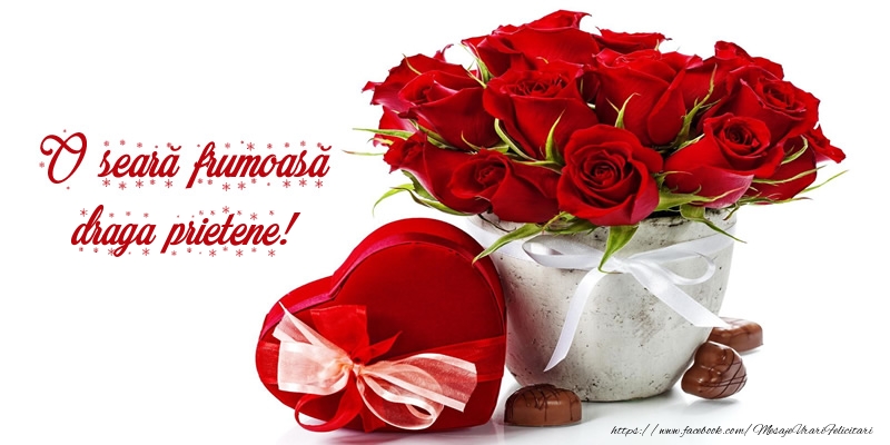 Felicitari frumoase de buna seara pentru Prieten | Felicitare cu flori: O seară frumoasă draga prietene!