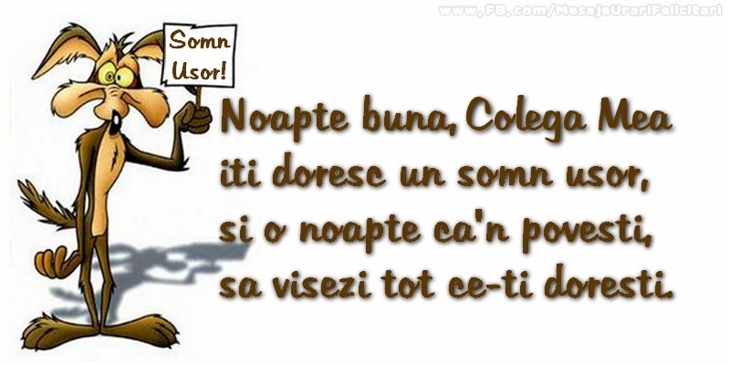 Felicitari frumoase de noapte buna pentru Colega | Noapte buna, colega mea. Iti doresc un somn usor,  si o noapte ca-n povesti,  sa visezi tot ce-ti doresti.