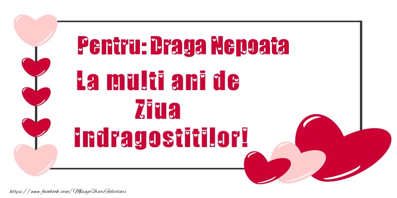 Felicitari frumoase de Ziua indragostitilor pentru Nepoata | Pentru: draga nepoata La multi ani de Ziua Indragostitilor!